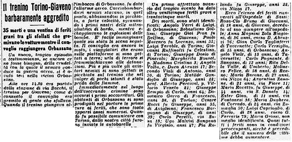 Così, in prima pagina, “La Stampa” del 10 gennaio 1945 racconta l'episodio..